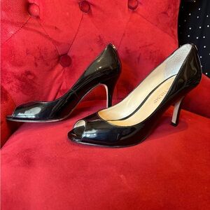 Ivanka Trump Black Peep Toe Heels Womens Size 6.5